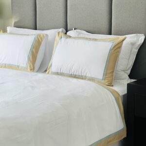 T300 100% Percale Cotton white with Stone trim